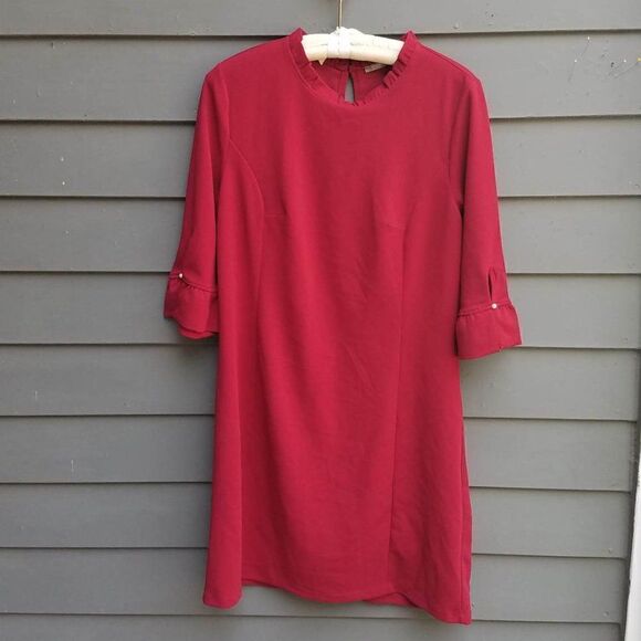 Orsay Red Dress with Ruffle Sleeves Size 42 - Picture 1 of 9